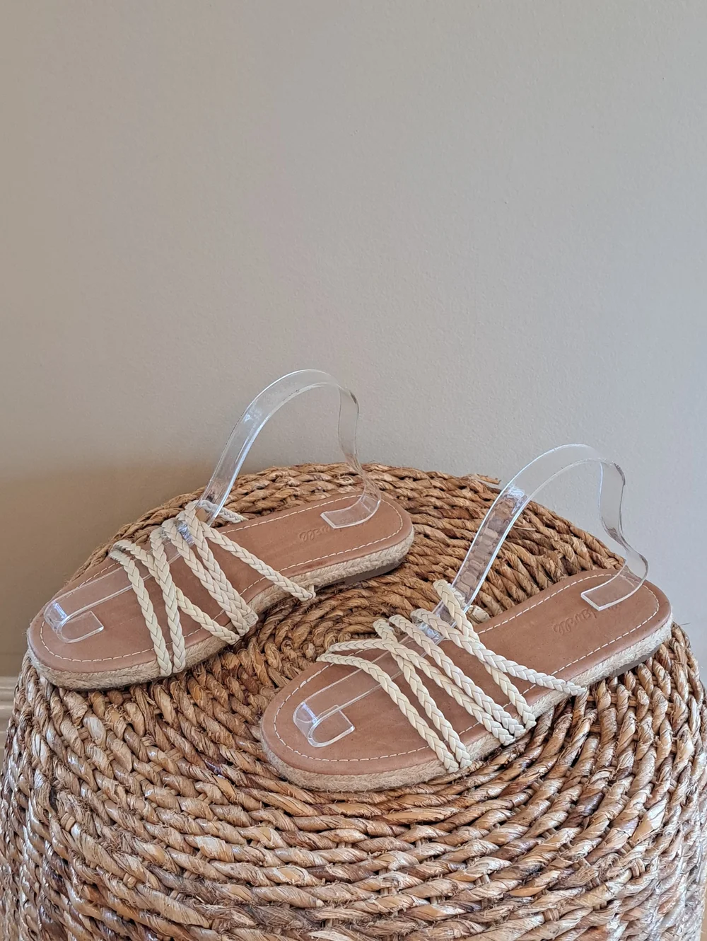 NWOT Madewell Womens Kathryn Ivory Braided Leather Espadrille Slide Sandals 8